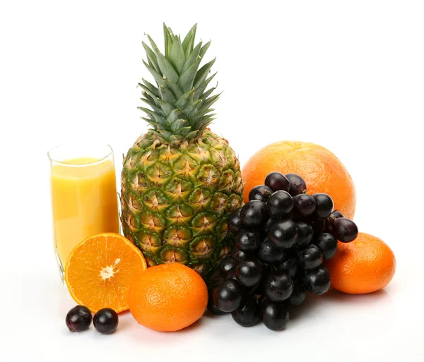 Ripe fruits and juice — Stock Photo, Image