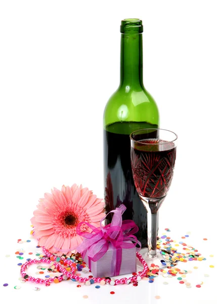 Wine and flower — Stock Photo, Image