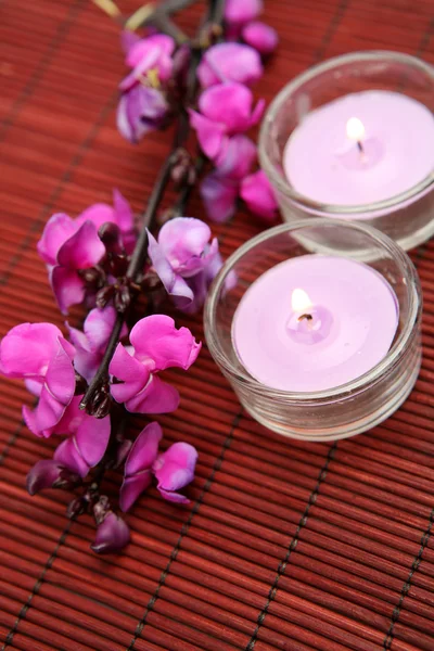 Duftblumen und Kerzen — Stockfoto