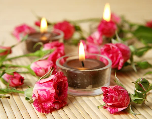 Rosas finas y velas — Foto de Stock