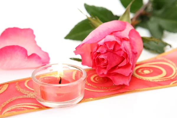 Roses et bougies fines Image En Vente