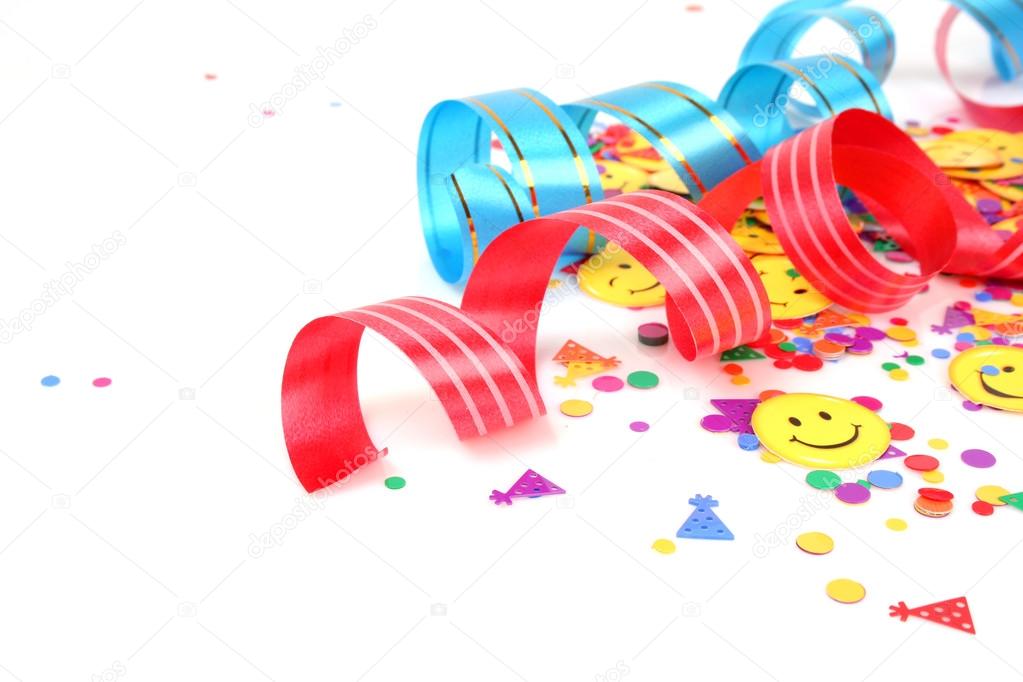 Colorful confetti and streamers