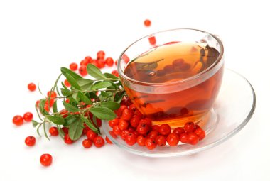 siyah çay berry ve yeşil yaprakları ile