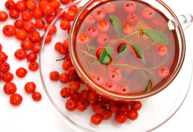 siyah çay berry ve yeşil yaprakları ile