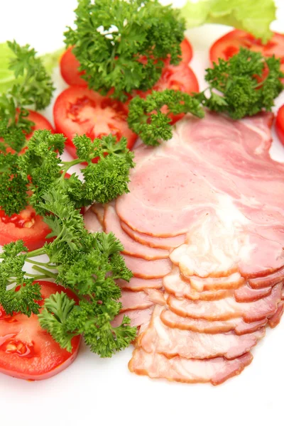 The cut ham and vegetables — Stock Photo, Image