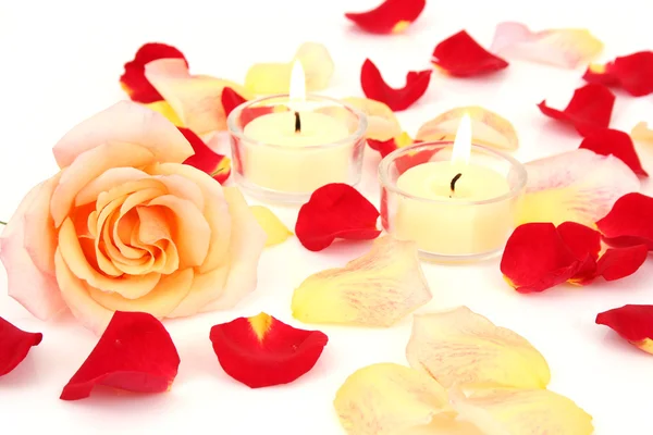 Rose und Kerzen — Stockfoto
