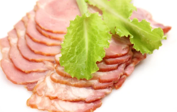 Jambon appétissant sur blanc — Photo