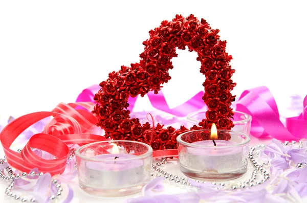 Heart and candles — Stock Photo, Image