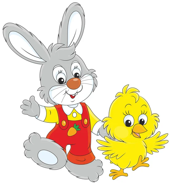 Bunny e Chick — Vetor de Stock