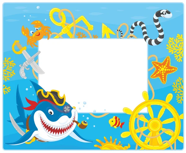 Frame with a pirate shark — Stock Vector
