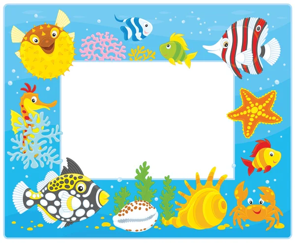 Frame with tropical fishes — Stock Vector