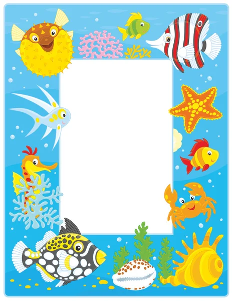 Frame with tropical fishes — Stock Vector