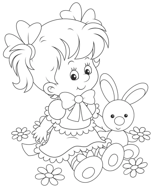 女孩和兔子 — 图库矢量图片