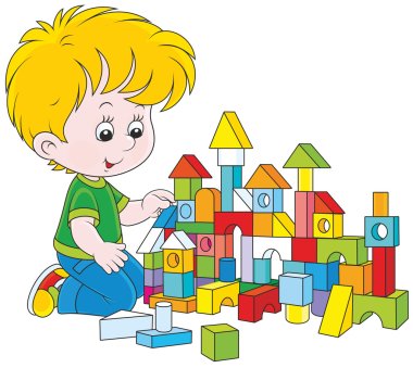 Boy playing with bricks