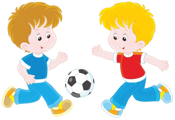 Pequeños jugadores de fútbol — Vector de stock