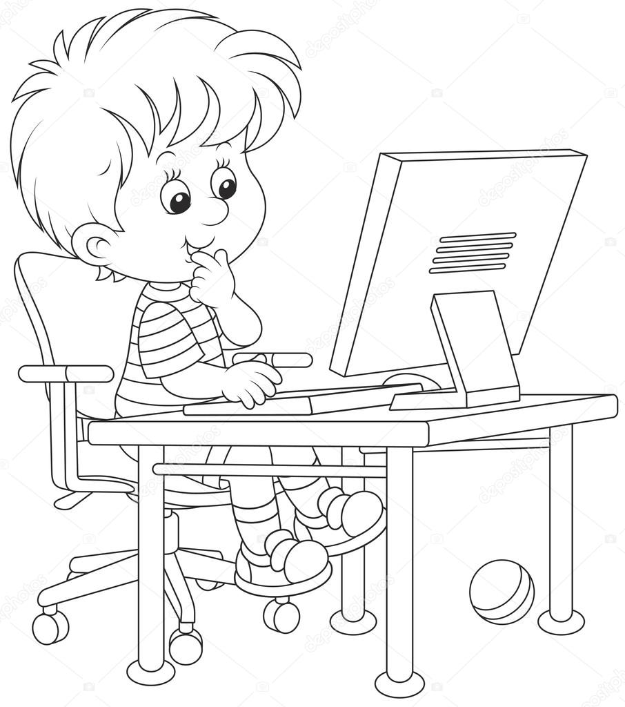 330+ Drawing Of Kid Playing Computer Game Stock Illustrations