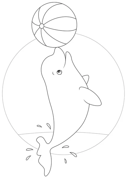 Beluga playing a ball — Stock Vector