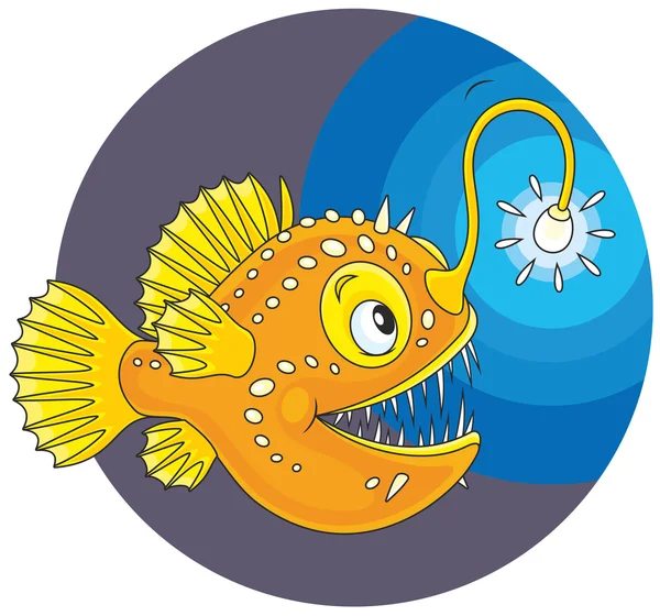 Angler fish swimming — Stock Vector