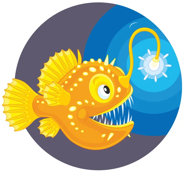 Angler fish swimming — Stock Vector