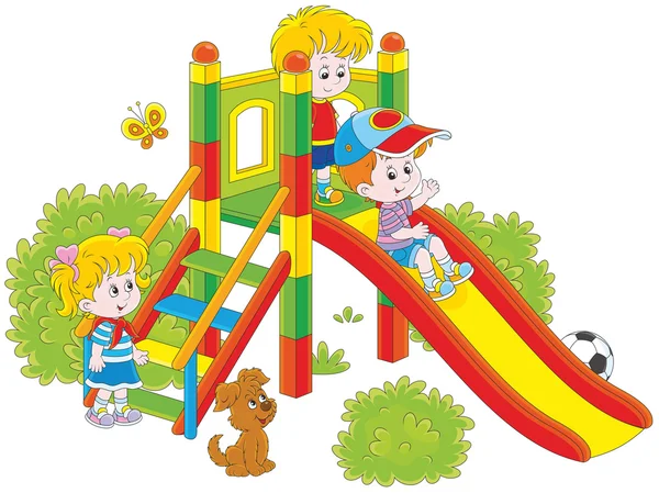 Tobogán infantil en un parque — Vector de stock