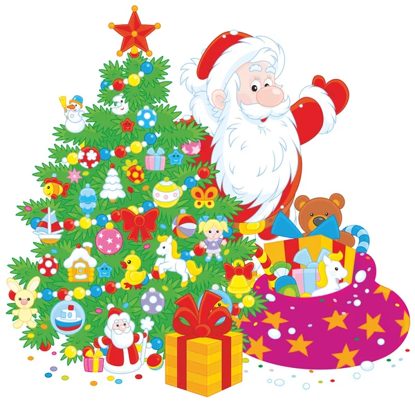 Santa with gifts — Stock Vector