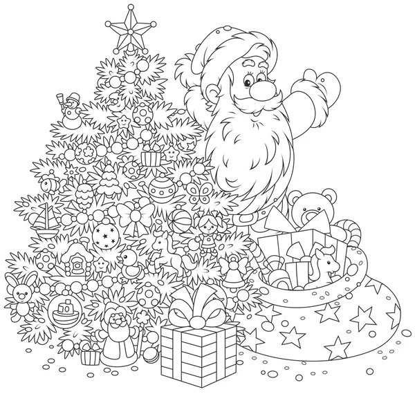 Santa with gifts — Stock Vector