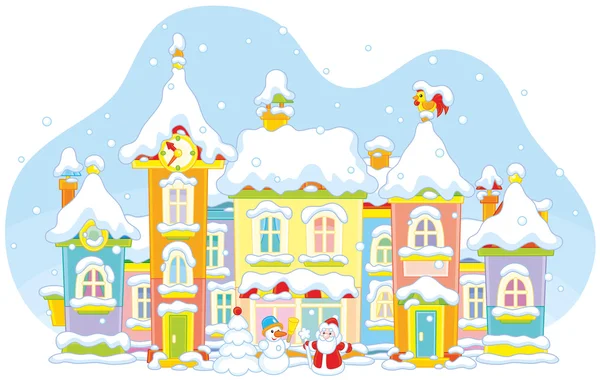 Winter toy town — Stock Vector