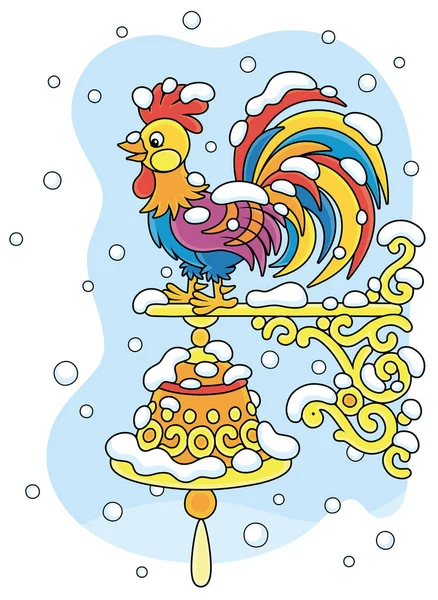 Weathercock Weathervane Form Toy Colorful Cockerel Ringing Hand Bell Wall — 图库矢量图片