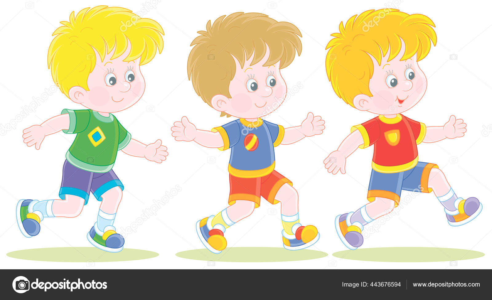 Cheerful Little Boys Running Race Athletics Competition Sports Ground  Vector Stock Vector Image by ©AlexBannykh #443676594