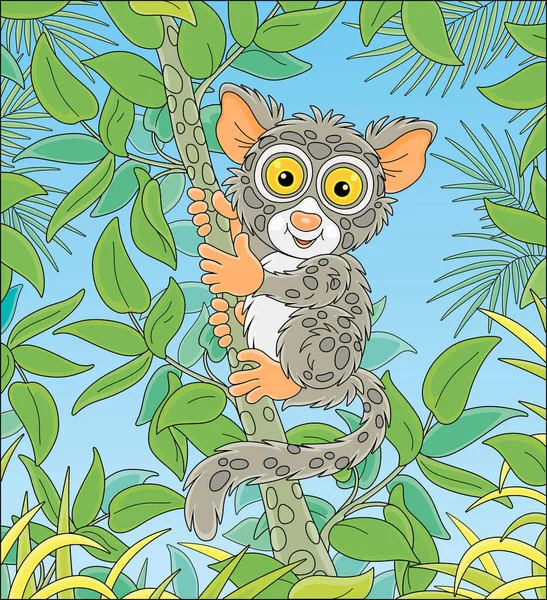 Pequeño Tarsier Filipino Divertido Primate Exótico Que Habita Los Árboles — Vector de stock