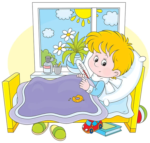 Sick boy — Stock Vector