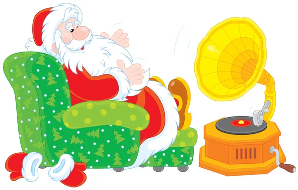 Papai Noel ouvindo música — Vetor de Stock