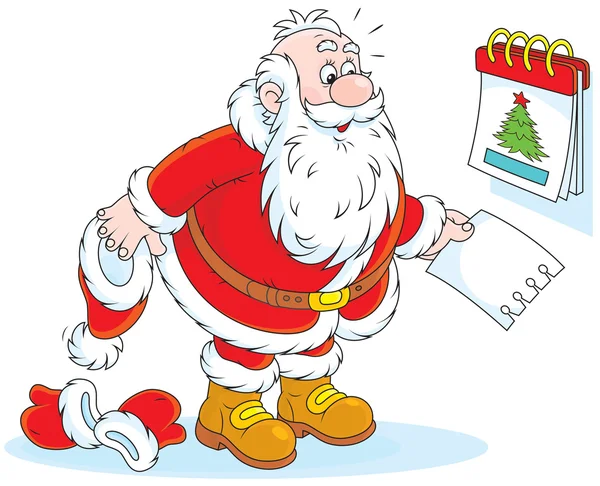 Babbo Natale e un calendario a strappo — Vettoriale Stock