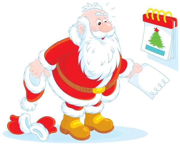 Babbo Natale e un calendario a strappo — Vettoriale Stock