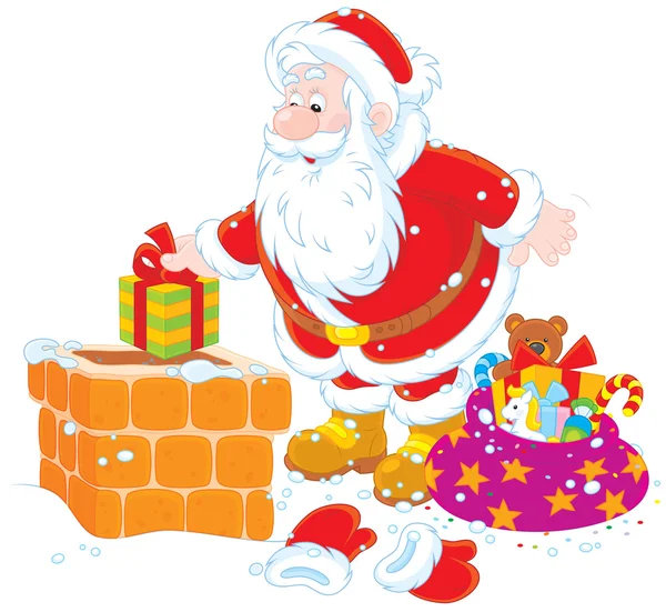 Papai Noel em um housetop —  Vetores de Stock