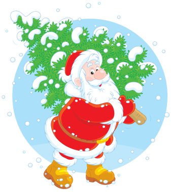 Noel ağacı olan Noel Baba