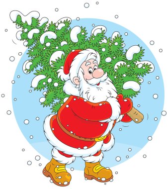 Noel ağacı olan Noel Baba