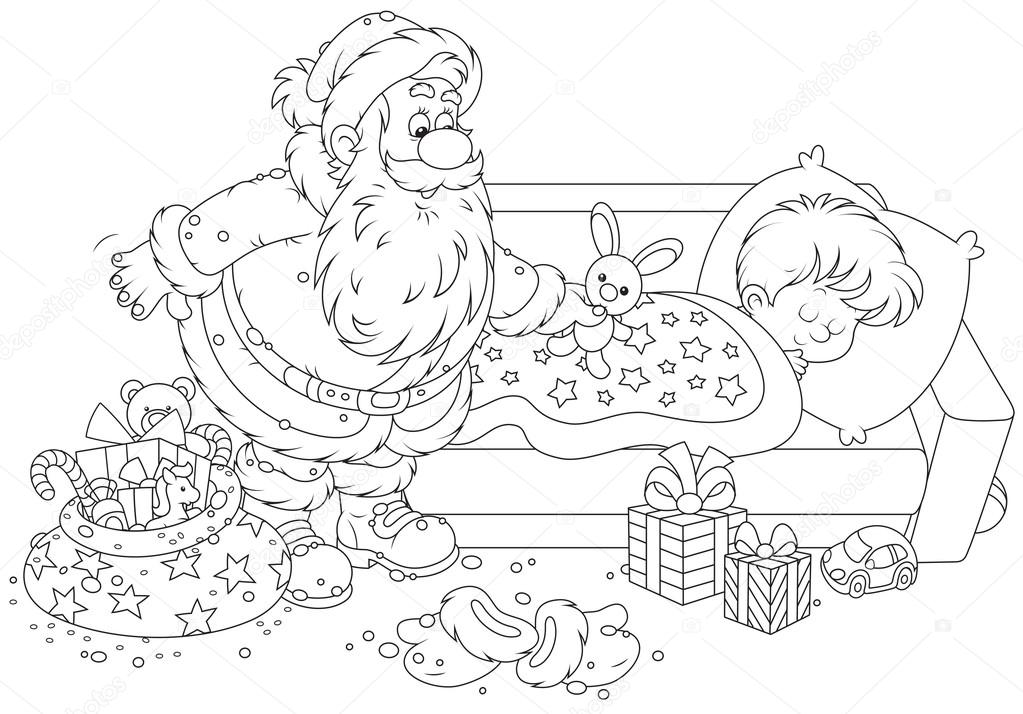 Santa with gifts for a child