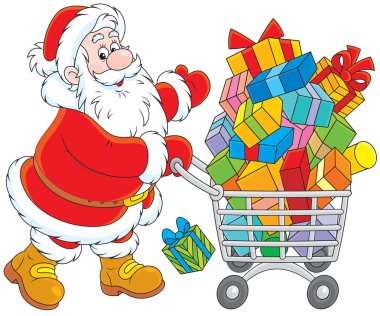 Santa hediyeler bir alışveriş sepeti ile