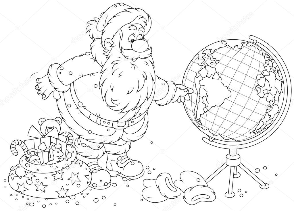 Santa Claus with a globe