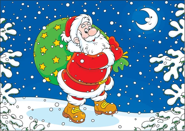 Santa s jeho pytel dárků — Stockový vektor