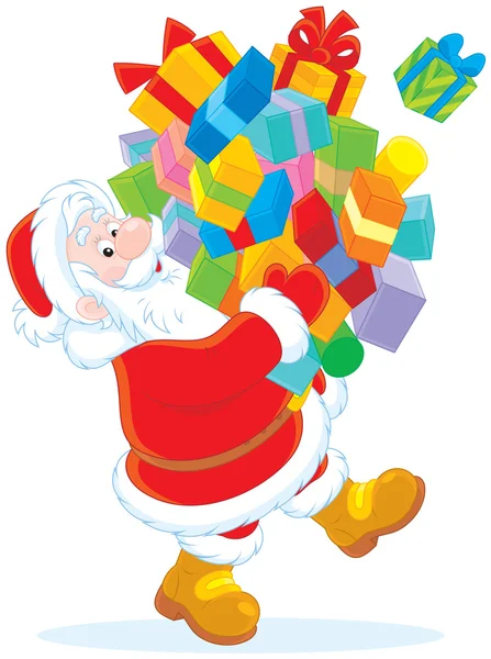 Santa with gifts — Stock Vector