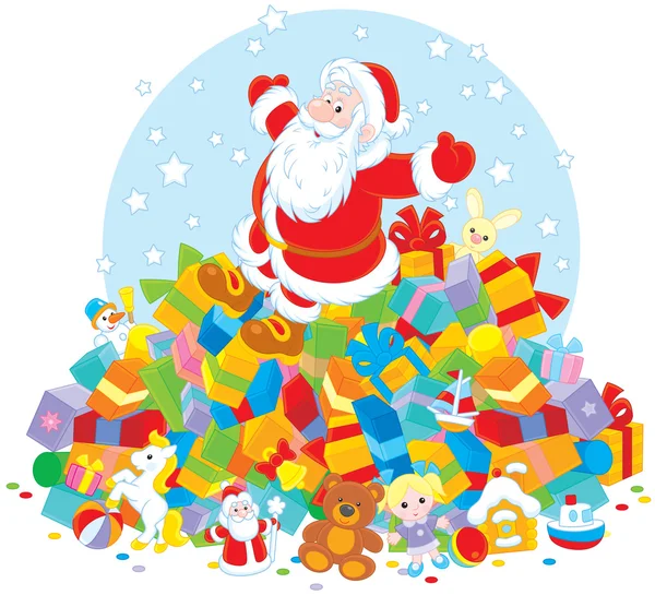 Santa Claus with gifts — Stock Vector