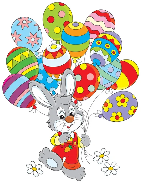 复活节兔子与气球 — 图库矢量图片