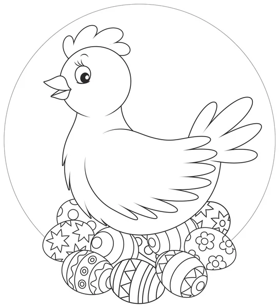 Poules et oeufs de Pâques — Image vectorielle