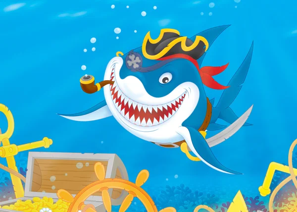 White shark with  pirate saber — Stock Photo, Image