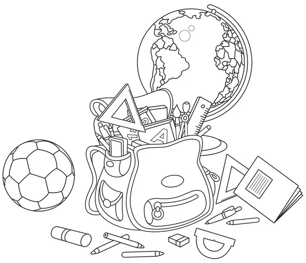 Cartable, globe et ballon — Image vectorielle