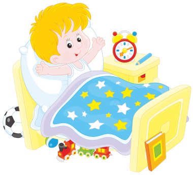 Boy waking up clipart
