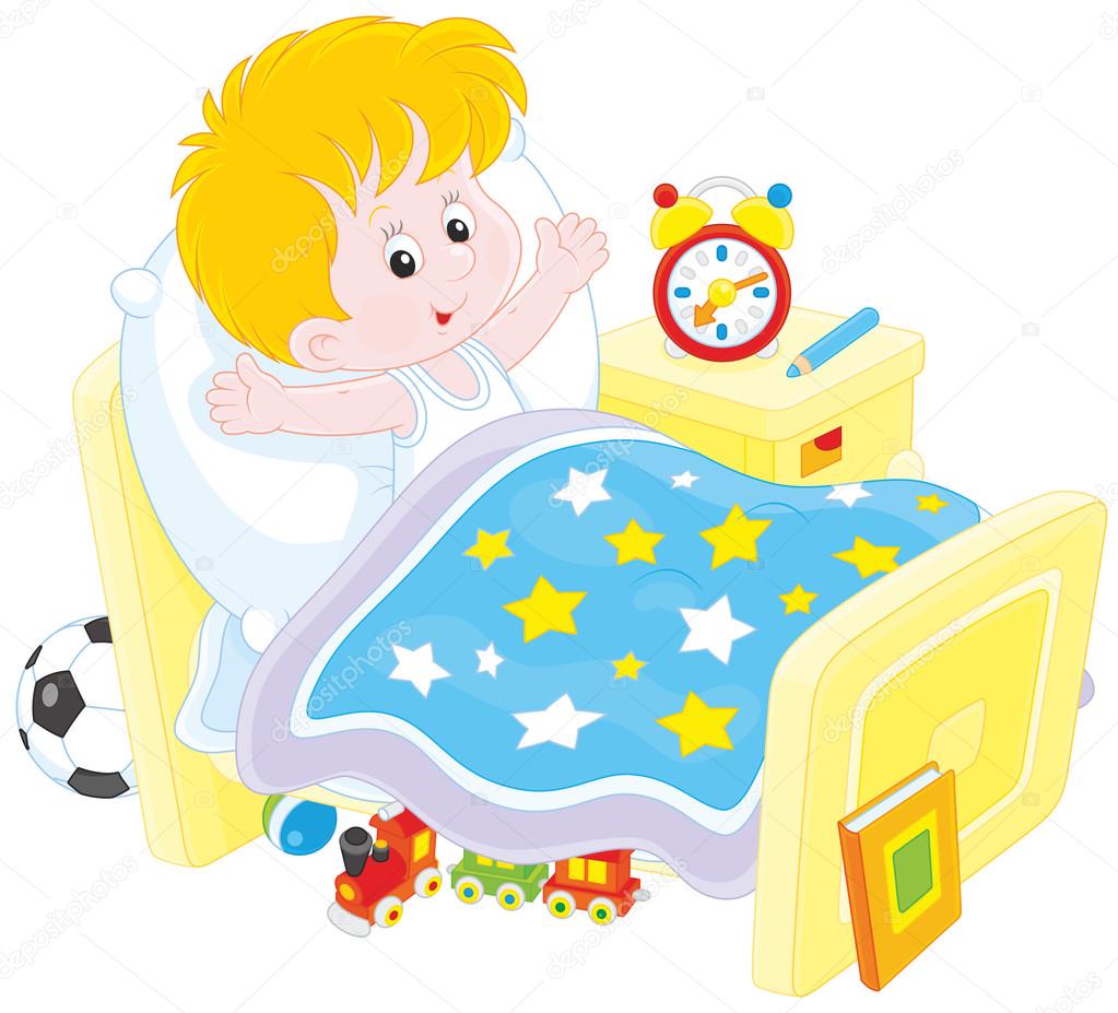 Image result for caricature of a little boy and girl waking up from bed