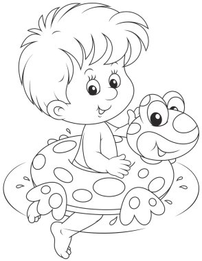 Boy with a rubber ring clipart